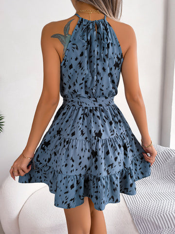 Leopard Print Ruffled Summer Dress