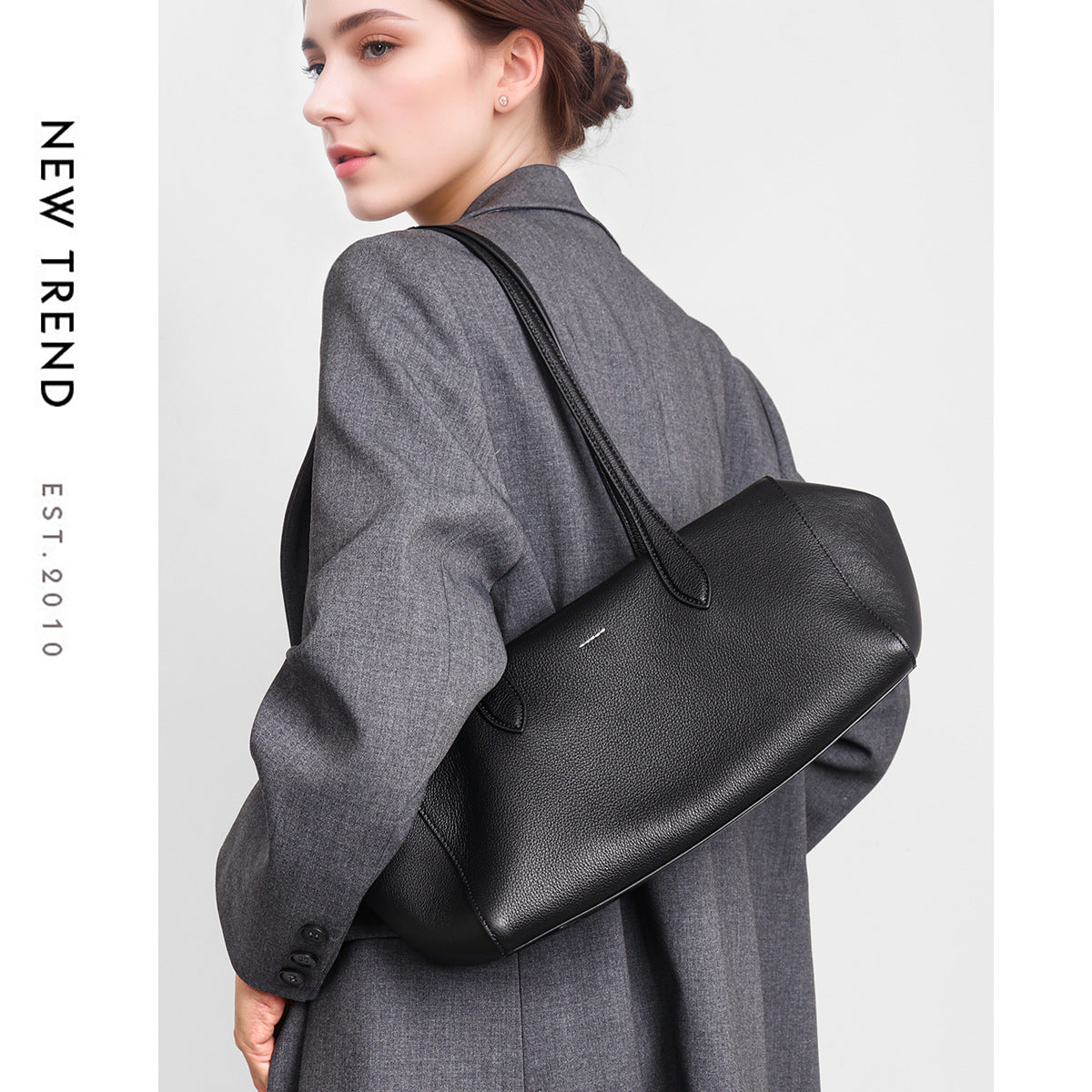 Womens Solid-Color High-Capacity Simple Commuter Tote Bag