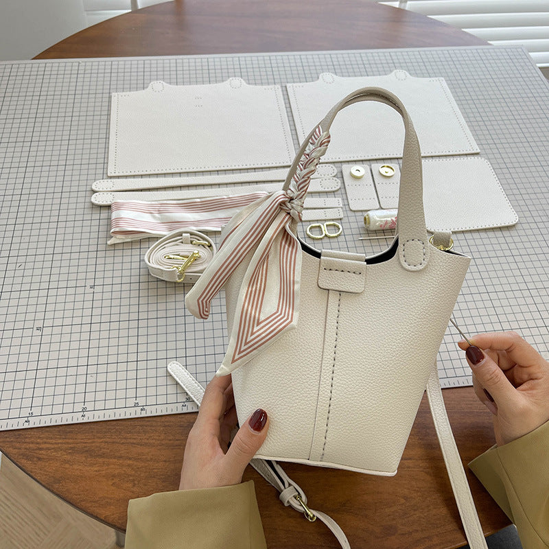 Western-style Bucket Bag With Silk Scarf For Women