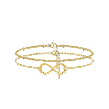 Dainty Gold Bracelets For Women, 14K Gold Filled Adjustable Layered Bracelet Cute Oval Chain  Bar Gold Bracelets For Women Jewelry