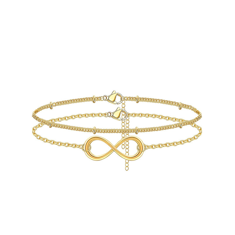 Dainty Gold Bracelets For Women, 14K Gold Filled Adjustable Layered Bracelet Cute Oval Chain  Bar Gold Bracelets For Women Jewelry