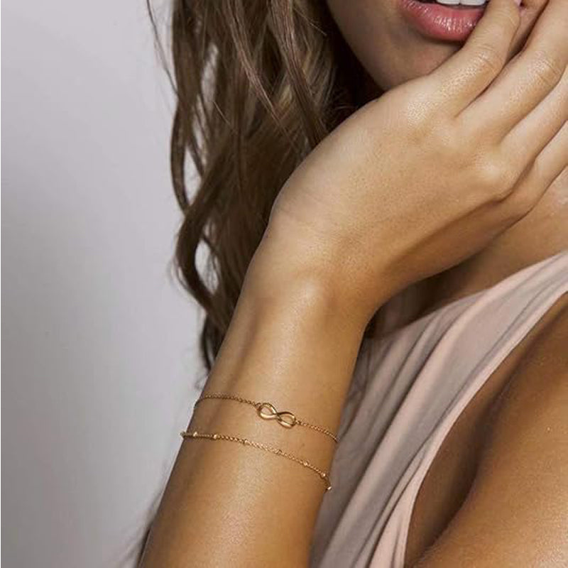 Dainty Gold Bracelets For Women, 14K Gold Filled Adjustable Layered Bracelet Cute Oval Chain  Bar Gold Bracelets For Women Jewelry