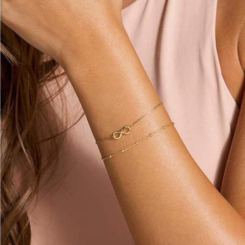 Dainty Gold Bracelets For Women, 14K Gold Filled Adjustable Layered Bracelet Cute Oval Chain  Bar Gold Bracelets For Women Jewelry