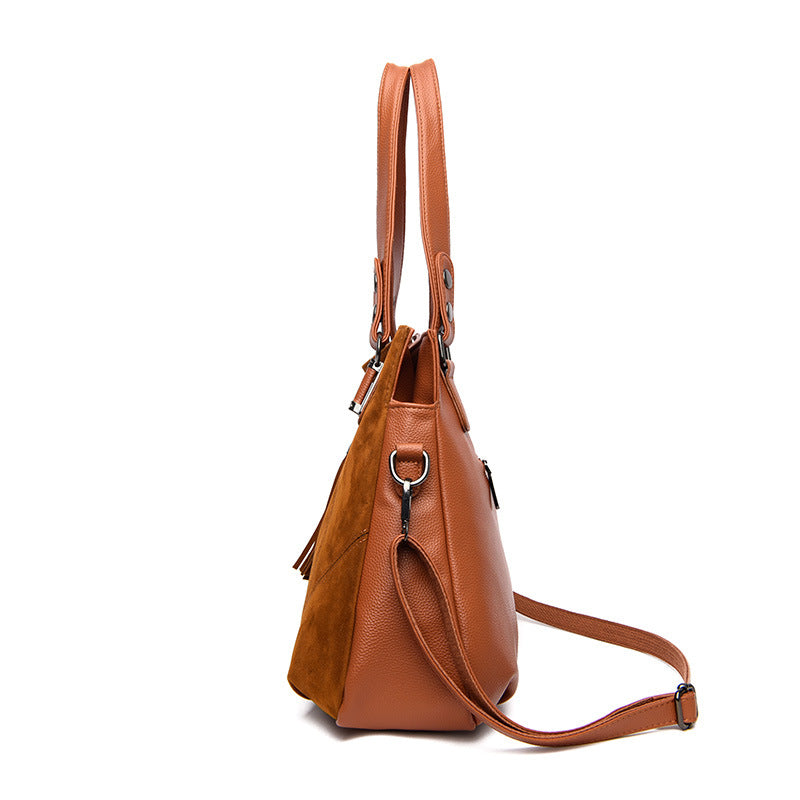 Womens Retro Tassel Zipper Suede Shoulder Crossbody Bag
