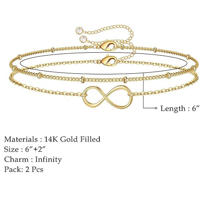 Dainty Gold Bracelets For Women, 14K Gold Filled Adjustable Layered Bracelet Cute Oval Chain  Bar Gold Bracelets For Women Jewelry