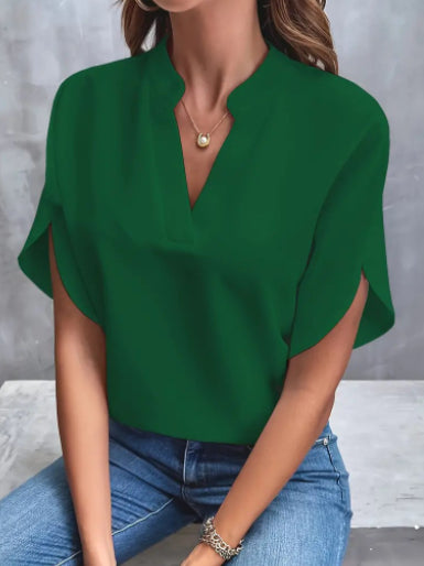 Summer Short-sleeved Chiffon Shirt New V-neck Shirt Women's Casual Versatile Clothing