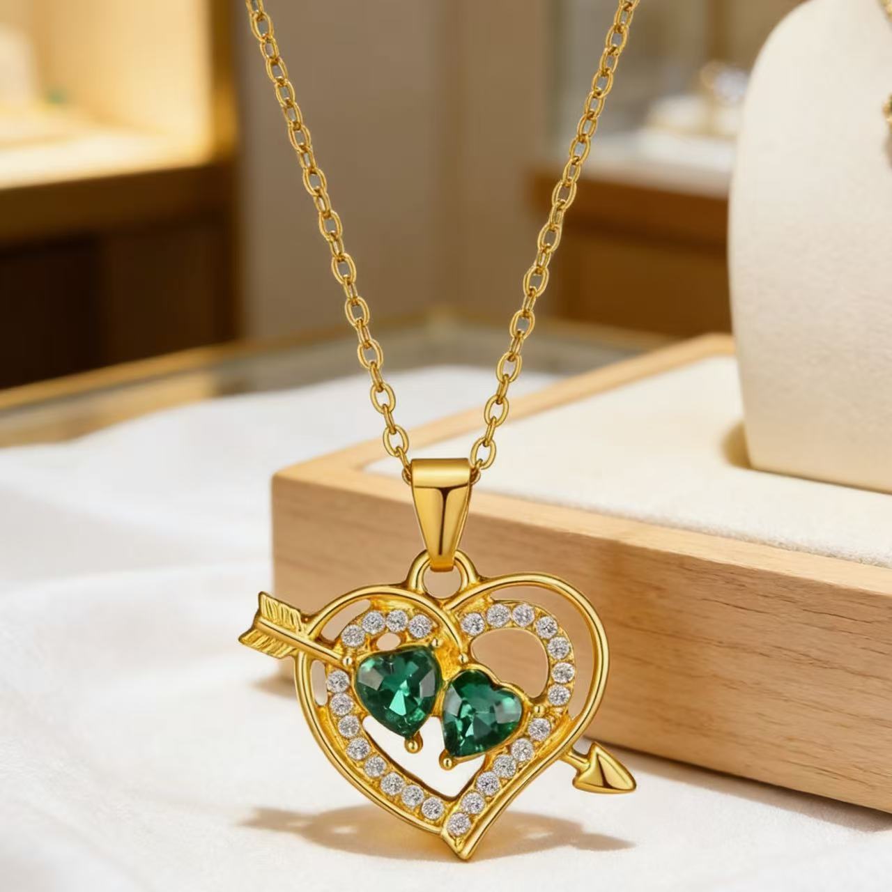 Heart Shaped Zircon Necklace Pendant Fashion Jewelry