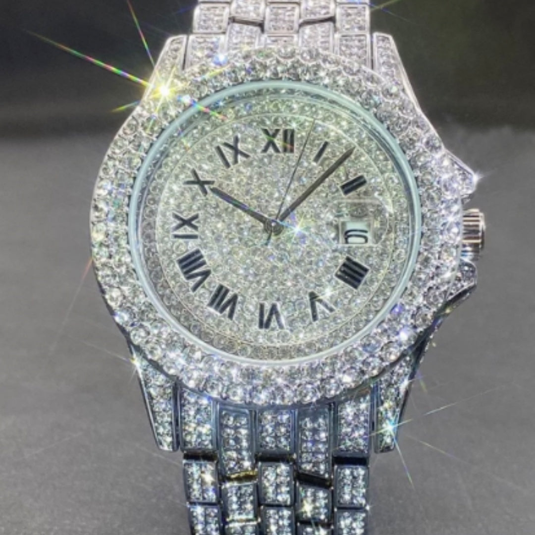 Full Diamond High End Calendar Men's Quartz Watch Gentlemen's Watch