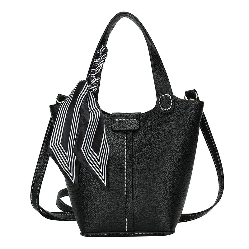 Western-style Bucket Bag With Silk Scarf For Women