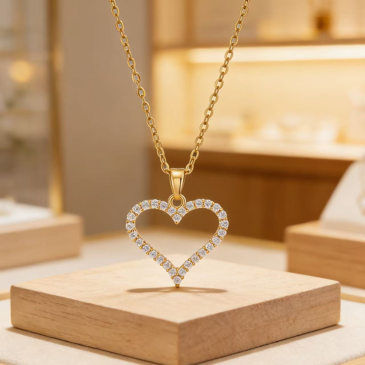 Heart Shaped Zircon Necklace Pendant Fashion Jewelry