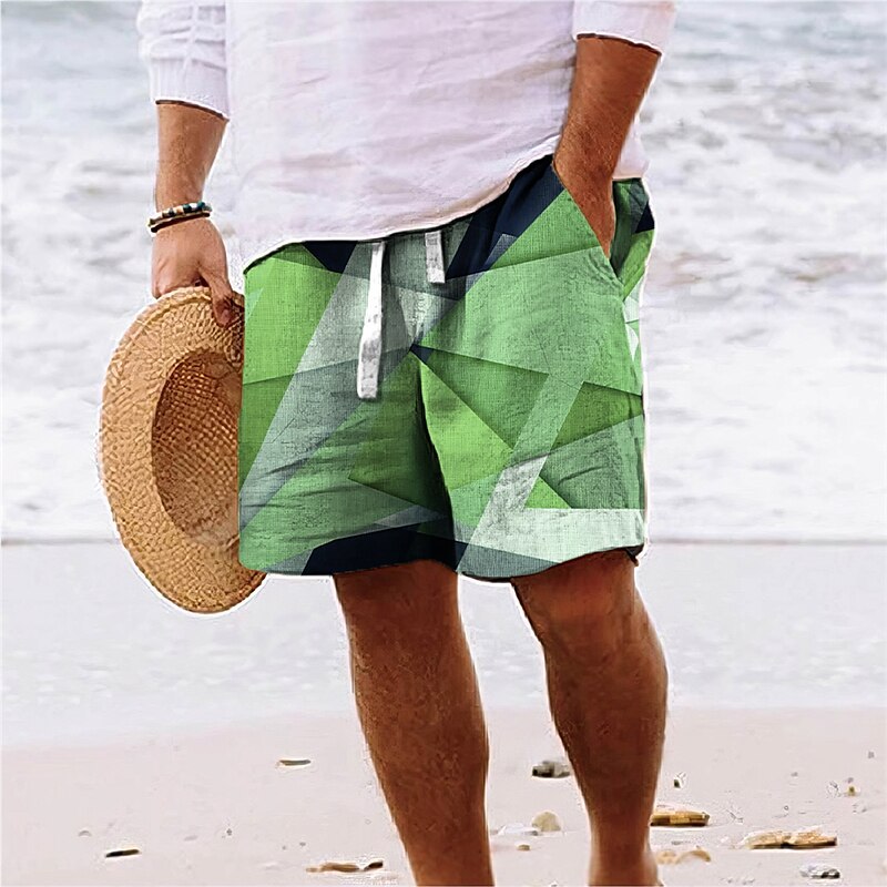 Print Beach Shorts Summer Fashion Loose Drawstring Short Pants Mens Clothing