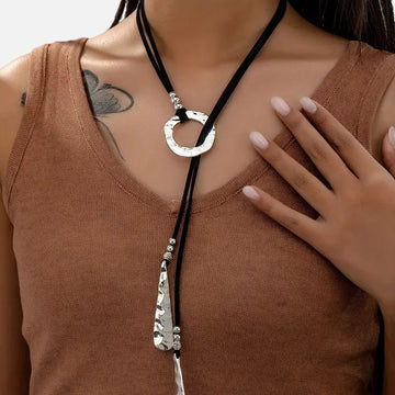 Bohemian-style Long Metal Pendant Necklace