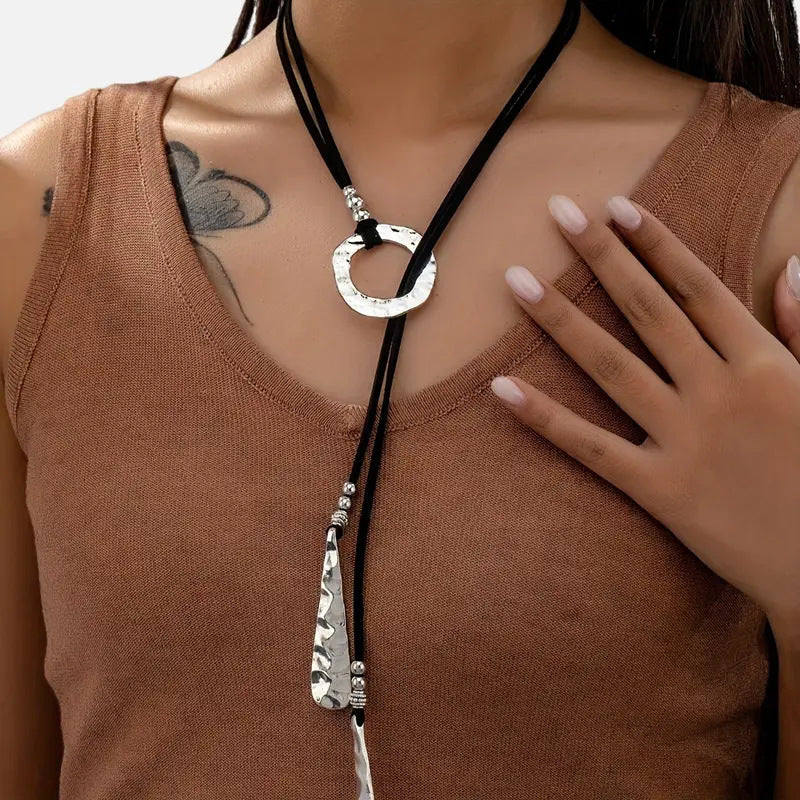 Bohemian-style Long Metal Pendant Necklace